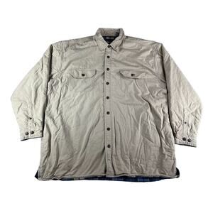 World Island Shirt Shacket Mens 2XLT Flannel Lined Brown Button Down Warm